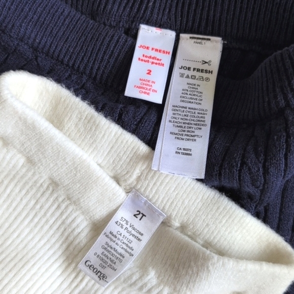 joe fresh & george 2-pack knit sweater leggings bundle 2T toddler girls - Picture 2 of 7